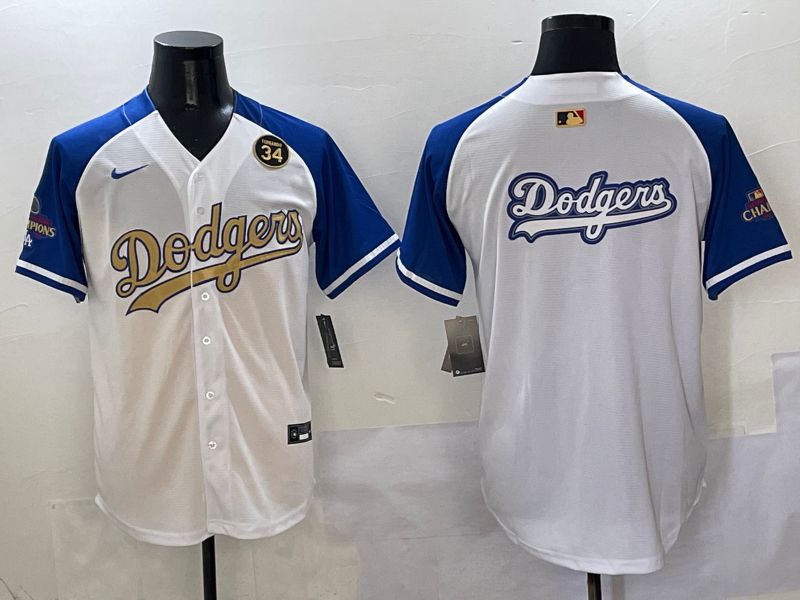 Men Los Angeles Dodgers Blank White Blue Gold Game Nike 2025 MLB Jersey style 42920